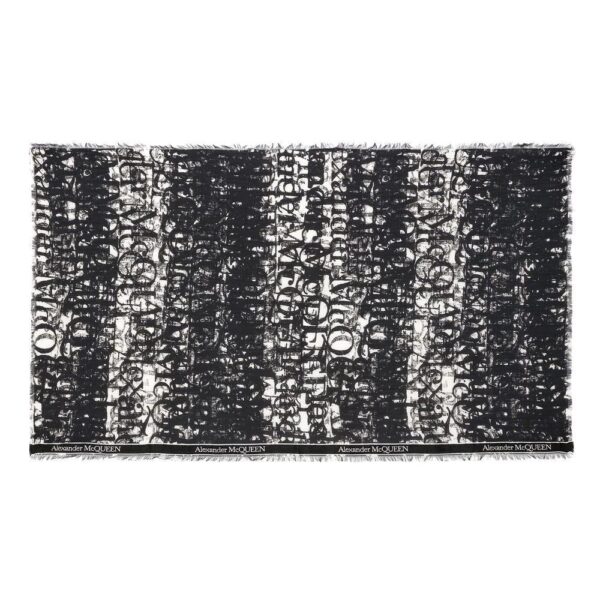 Alexander McQueen  abstract-print frayed-trim scarf