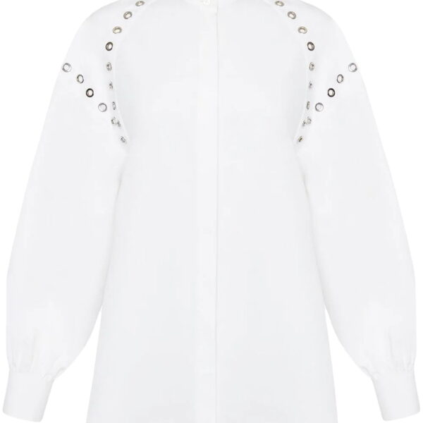 Alexander McQueen  organic-cotton eyelet-detail shirt
