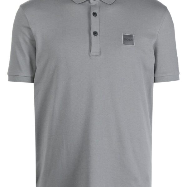 BOSS  logo-patch cotton polo shirt