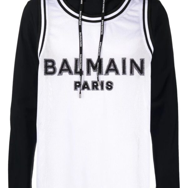 Balmain  logo-print long-sleeve hoodie