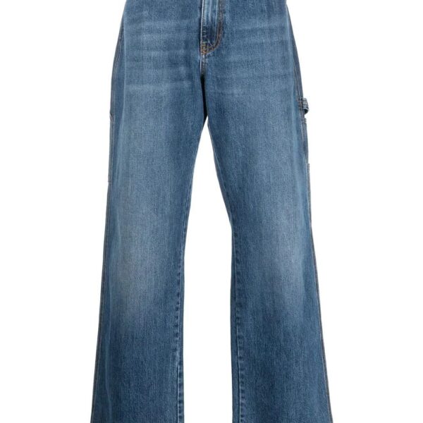 Alexander McQueen  embroidered-logo wide-leg utility jeans