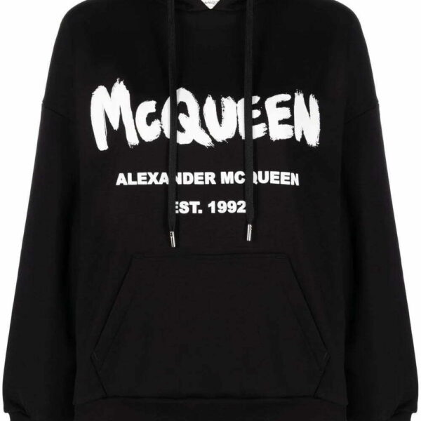 Alexander McQueen  logo-print drawstring hoodie
