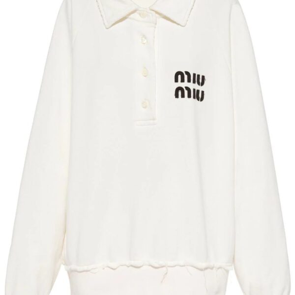 Miu Miu  logo-patch polo sweatshirt