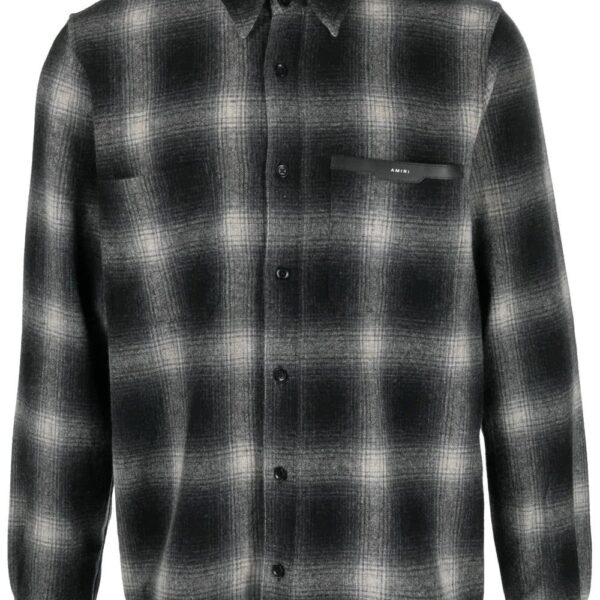 Amiri logo-patch check-print shirt