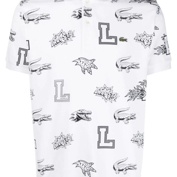 Lacoste custom logo-print polo shirt