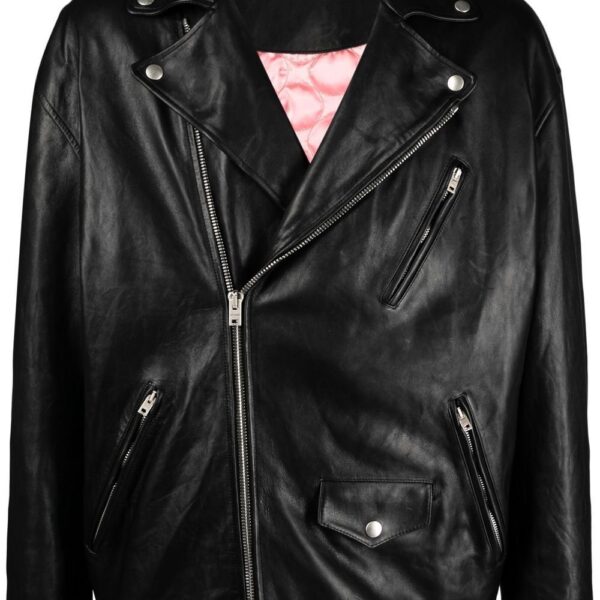 Acne Studios off-centre zip leather biker jacket