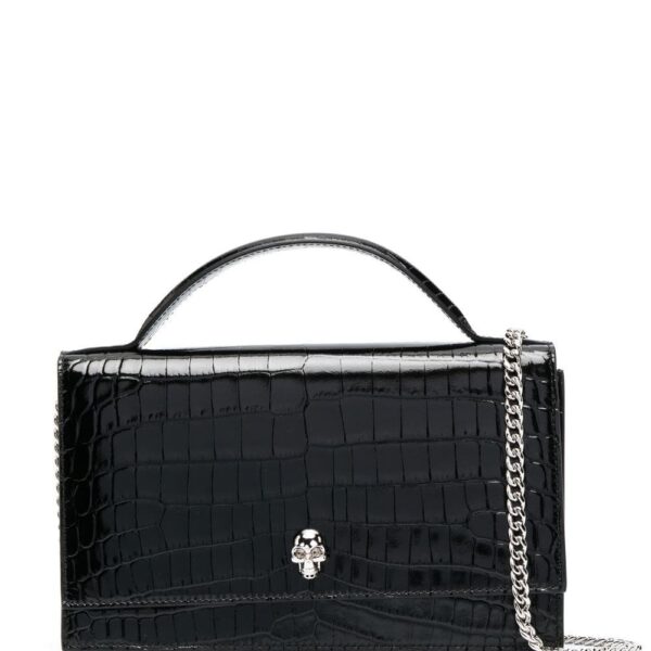 Alexander McQueen crocodile-effect patent leather shoulder bag