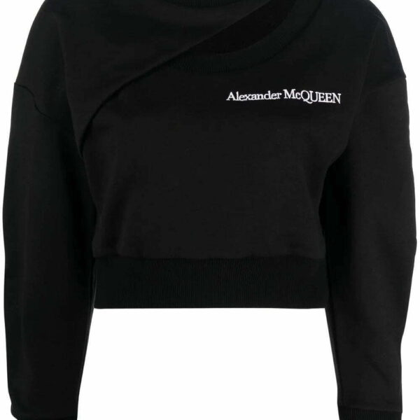 Alexander McQueen  logo-embroidered cut-out sweatshirt