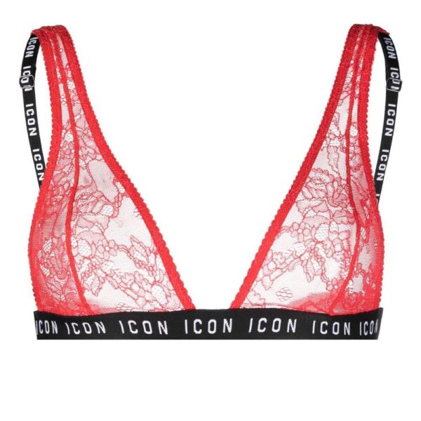 DSQUARED2  Icon logo sheer lace bra