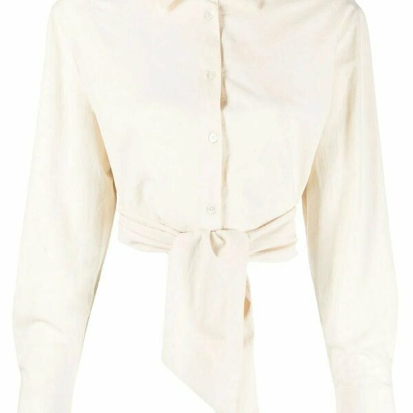 Balmain  waist-tied cropped shirt