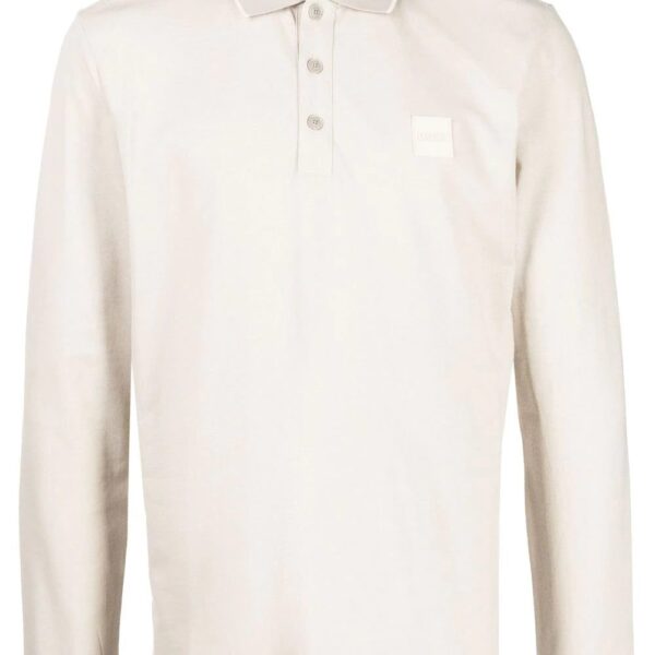 BOSS  logo-patch long-sleeved polo shirt