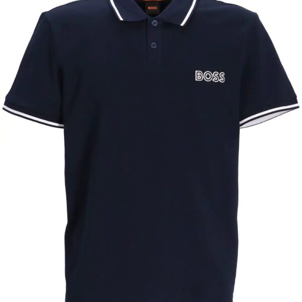 BOSS  logo-embroidered stripe-trim polo