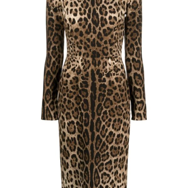 Dolce & Gabbana  long-sleeve leopard-print dress
