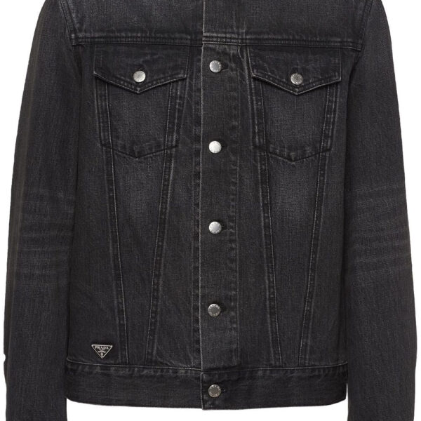 Prada collarless denim blouson jacket