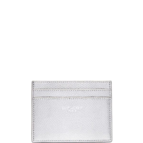 Saint Laurent metallic embossed-logo cardholder