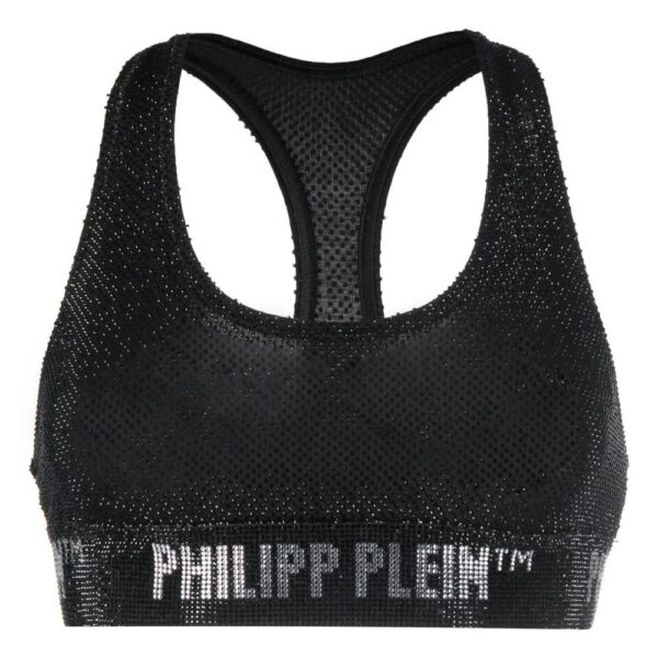Philipp Plein  crystal-embellished logo-underband bra