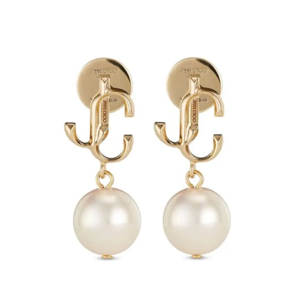 Jimmy Choo  logo-lettering pearl earrings