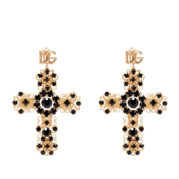 Dolce & Gabbana  rhinestone-embellished cross pendant earrings