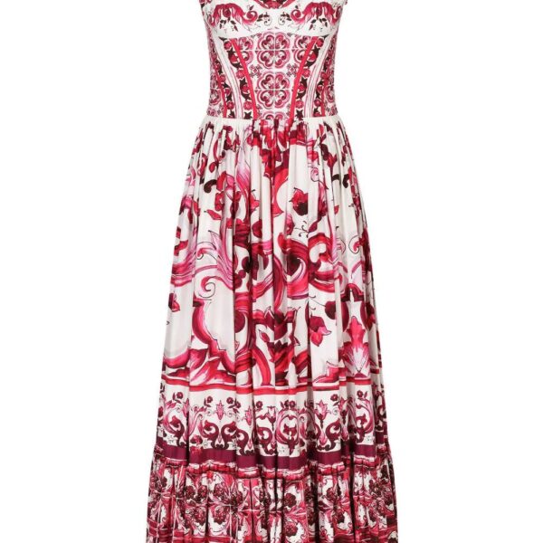 Dolce & Gabbana  Majolica-print cotton bustier dress