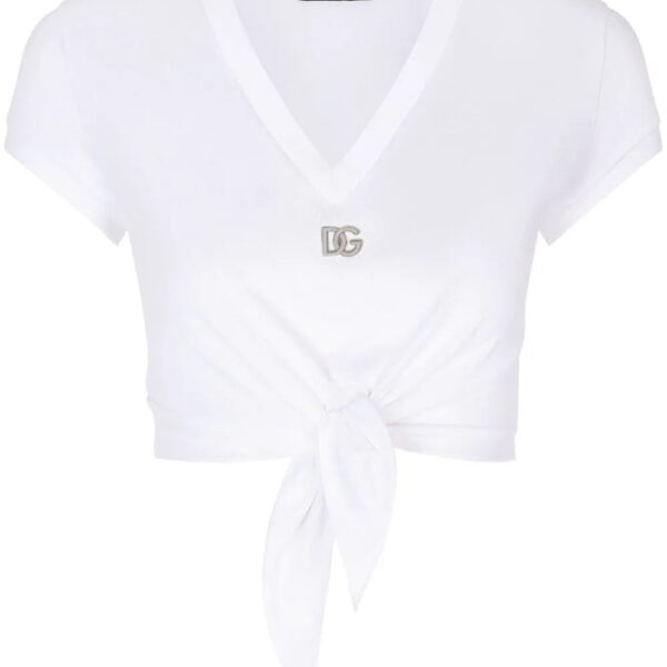 Dolce & Gabbana  logo-embroidered tie-waist T-shirt
