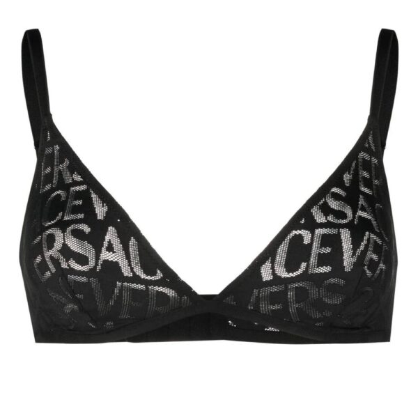 Versace  Allover logo mesh triangle bra