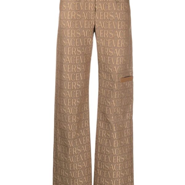Versace  logo-jacquard straight-leg trousers
