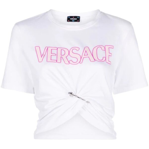 Versace  safety-pin logo-print T-Shirt