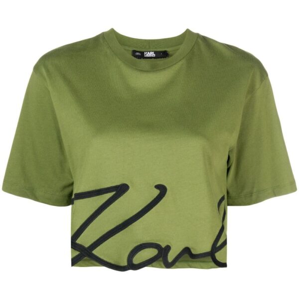 Karl Lagerfeld  logo-print organic-cotton cropped T-shirt