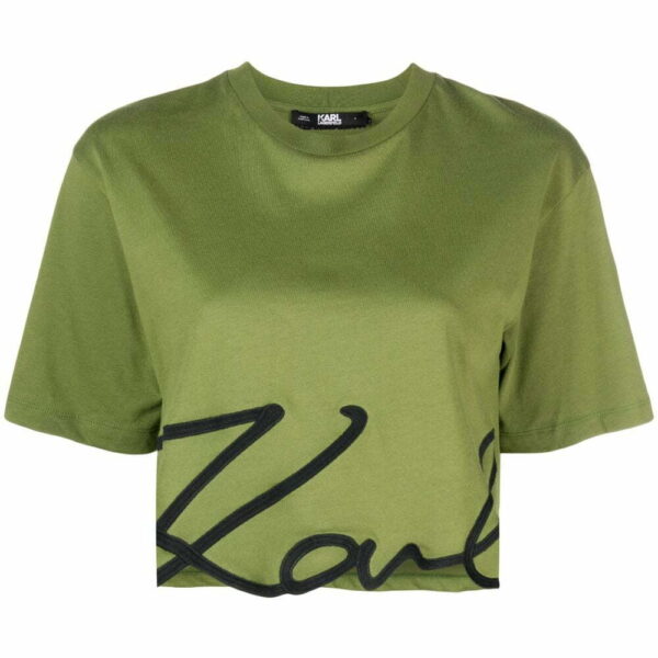 Karl Lagerfeld  logo-print organic-cotton cropped T-shirt