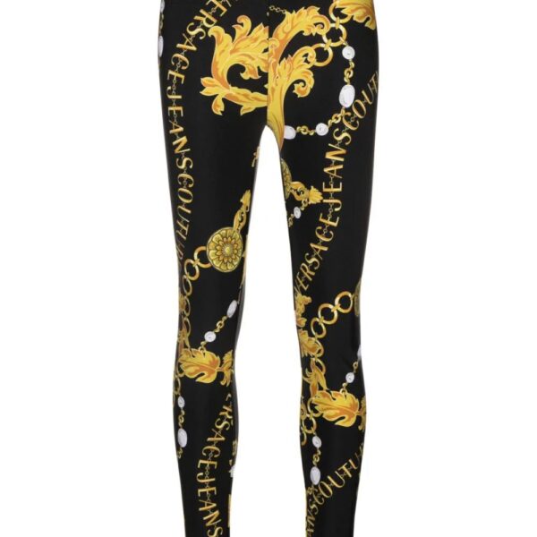 Versace Jeans Couture  chain-print logo-waistband leggings