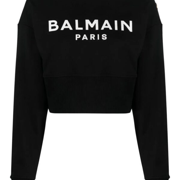 Balmain  logo-print cropped sweatshirt