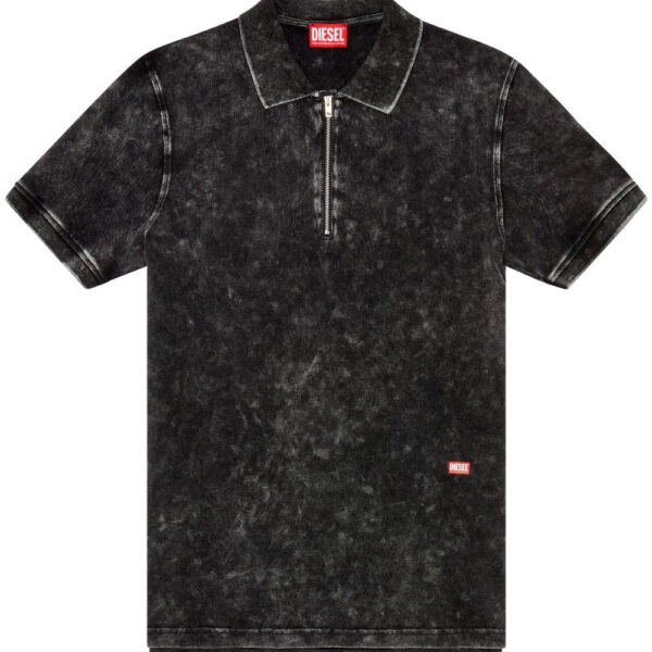 Diesel T-Smith-Zip acid-washed polo shirt