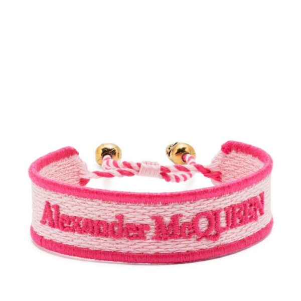 Alexander McQueen  skull-charm embroidered bracelet