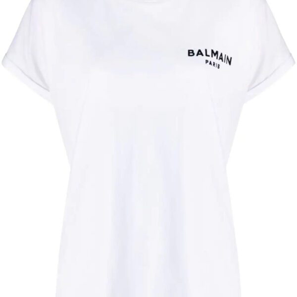 Balmain  flocked logo cotton T-shirt