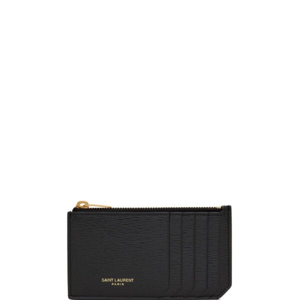 Saint Laurent logo-stamp textured wallet