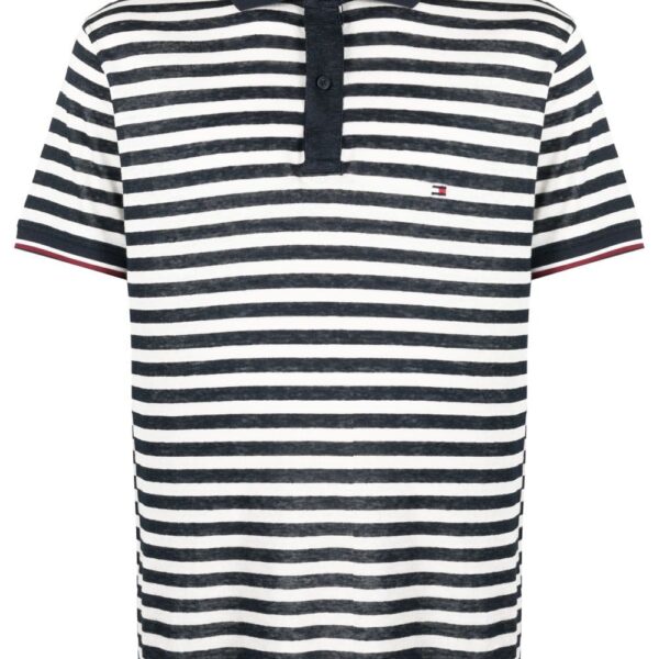 Tommy Hilfiger logo-patch striped polo shirt