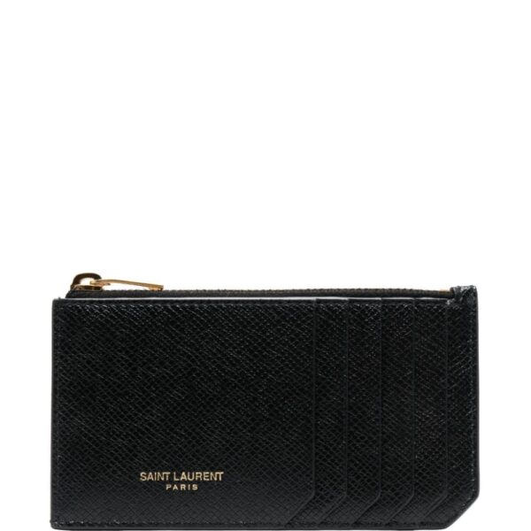 Saint Laurent logo-stamp leather cardholder