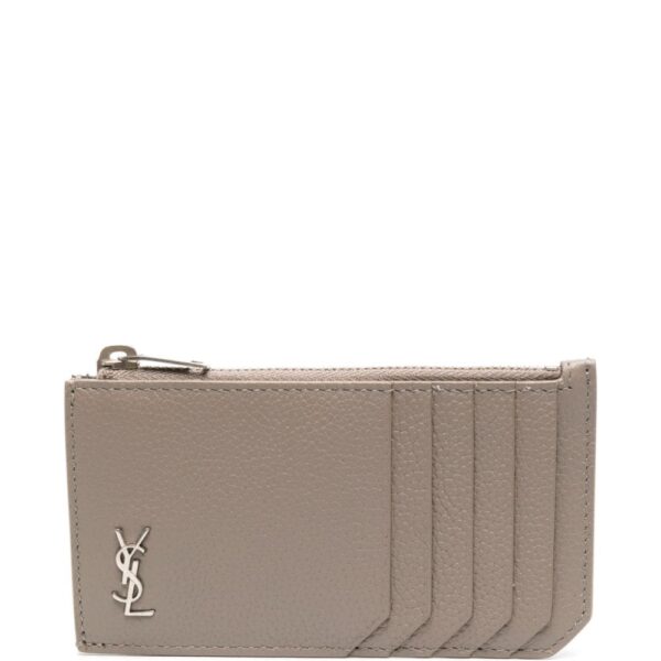 Saint Laurent logo-plaque leather cardholder