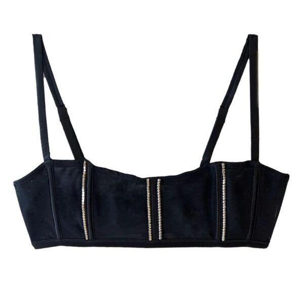Fleur Du Mal  Brilliant rhinestone-embellished boned bralette