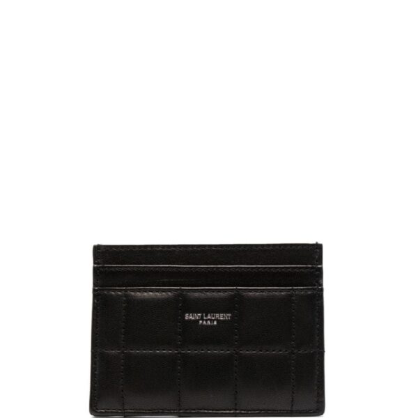 Saint Laurent logo-stamp quilted card holder