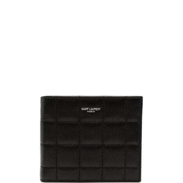 Saint Laurent logo-stamp quilted leather wallet