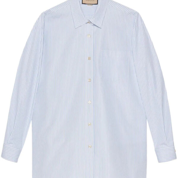 Gucci  logo-embroidered striped cotton shirt