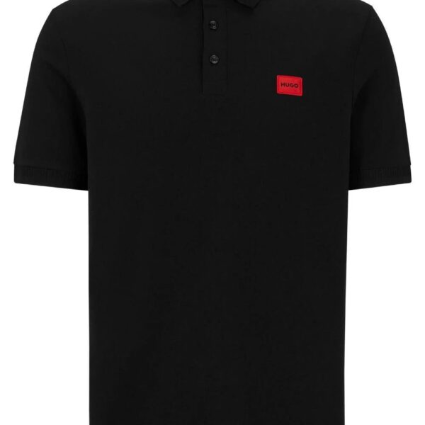 HUGO  logo-patch cotton polo shirt