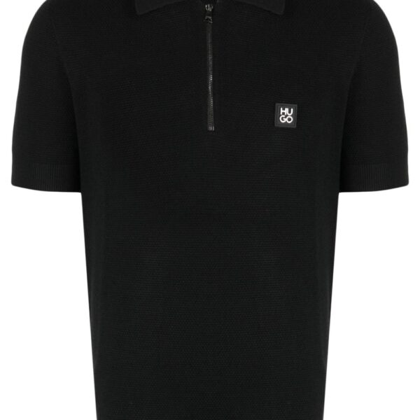 HUGO logo-patch zipped polo shirt