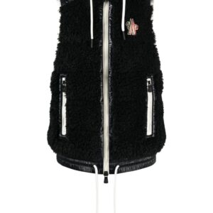 Moncler Grenoble  logo-patch hooded shearling gilet