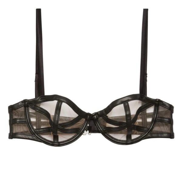 Fleur Du Mal  caged balconette vegan leather bra