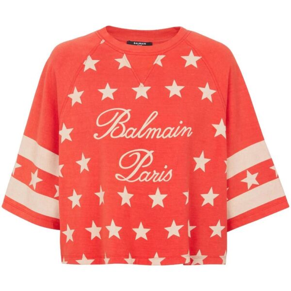 Balmain  logo-print cropped cotton T-shirt