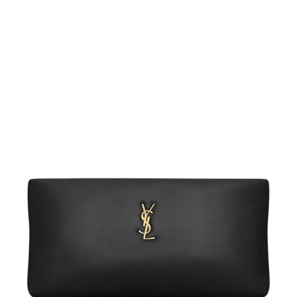 Saint Laurent logo-plaque zipped pouch