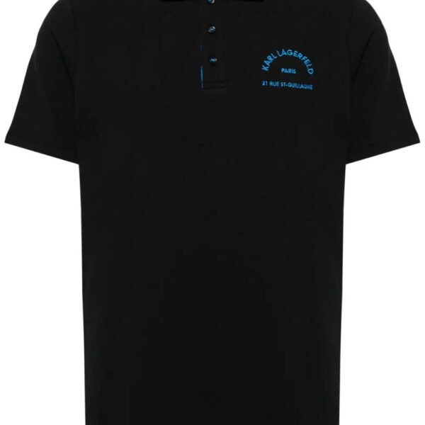 Karl Lagerfeld  logo-embroidered organic cotton polo shirt