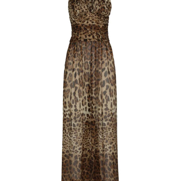 Dolce & Gabbana  leopard-print halterneck silk gown
